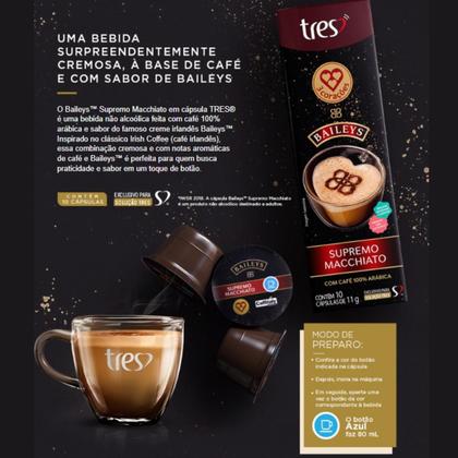 Imagem de 2x Cápsula de Café Tres 3 Corações Baileys Supremo Macchiato 10 Unidades