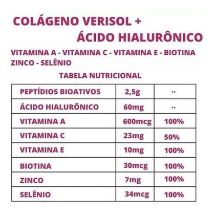 Imagem de 2x Colágeno Verisol + Ácido Hialurônico 120 capsulas