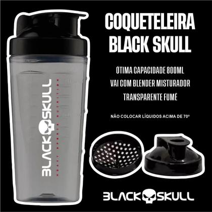 Imagem de 2x Coqueteleira Shakeira Black Skull 800ml Fumê Garrafa para Tomar Suplementos Água Academia