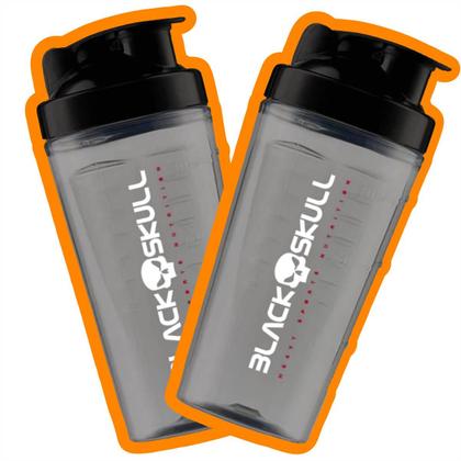 Imagem de 2x Coqueteleira Shakeira Black Skull 800ml Fumê Garrafa para Tomar Suplementos Água Academia