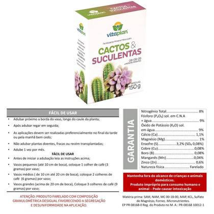 Imagem de 2X Fertilizante Mineral Cactos e Suculentas (150g) VITAPLAN