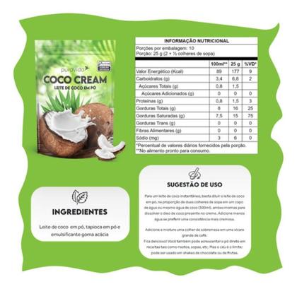 2x Leite De Coco Em Pó Coco Cream Tradicional Pura Vida 1 Kg