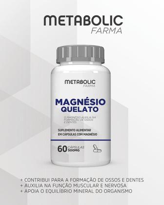 Imagem de 2x Magnesio Quelato Bisglicinato Puro 500Mg 120 Cáps Metabolic Farma