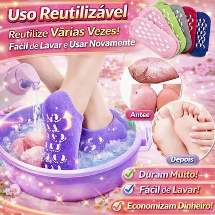 Imagem de 2x Meia Para Hidratar O Pé De Silicone Anti Rachadura Esfoliante Tratamento Ressecamento