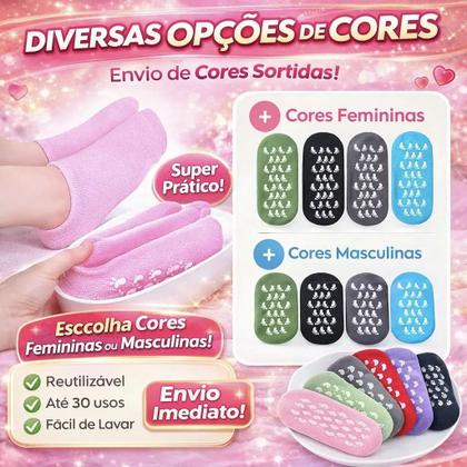 Imagem de 2x Meia Para Hidratar O Pé De Silicone Anti Rachadura Esfoliante Tratamento Ressecamento