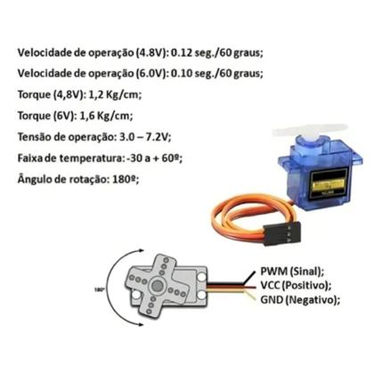 Imagem de 2x Micro Servo Motor 9g Sg90 1,6kg Arduino Rasp Node C