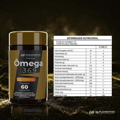 Imagem de 2x OMEGA 3 6 9 60CAPS PEIXE LINHAÇA BORRAGEM HF SUPLEMENTS