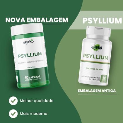 Imagem de 2x Psyllium 60 Cápsulas 500mg Fonte De Fibras Ayeko