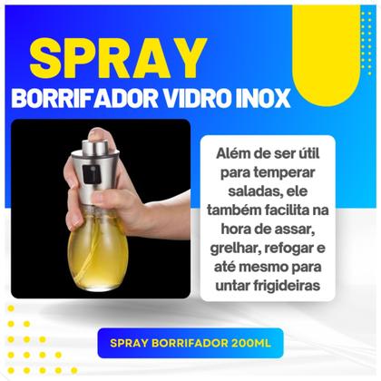 Imagem de 2X Spray Pulverizador Vidro Inox Borrifador Azeite De Cozinha Galheteiro Vinagre