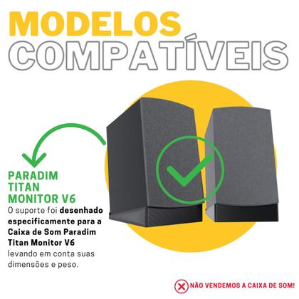 Imagem de 2x Suporte de Mesa Inclinado Compatível Com Caixa de Som Paradim Titan Monitor V6