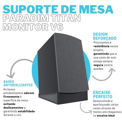 Imagem de 2x Suporte de Mesa Inclinado Compatível Com Caixa de Som Paradim Titan Monitor V6