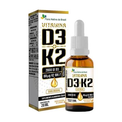 Imagem de 2x Vitamina D3 2000ui + Vit K2 Em Gotas 20ml Flora Nativa