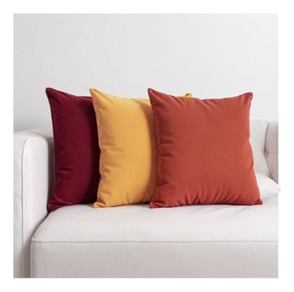 Imagem de 3 Almofadas Cheia Veludo Sofa 45x45 Tons de Bege Cinza Marrom