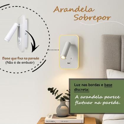 Imagem de 3 Arandela Spot Leitura Foco Móvel Led Interruptor USB Bet79