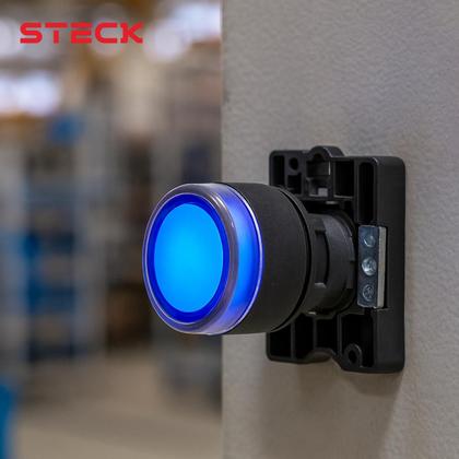 Imagem de 3 Botão Pulsador Luminoso Momentâneo Steck SLPRL4 Azul