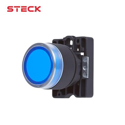 Imagem de 3 Botão Pulsador Luminoso Momentâneo Steck SLPRL4 Azul