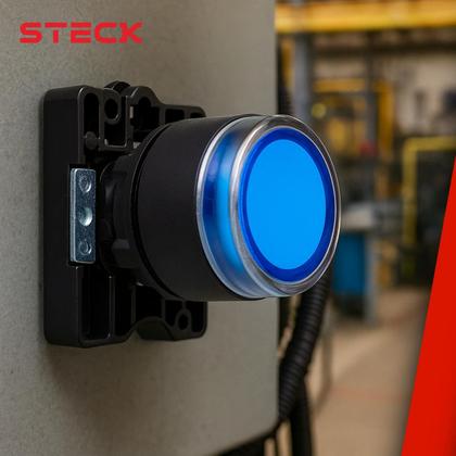 Imagem de 3 Botão Pulsador Luminoso Momentâneo Steck SLPRL4 Azul