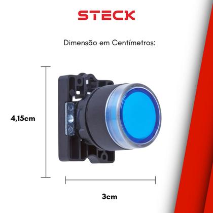 Imagem de 3 Botão Pulsador Luminoso Momentâneo Steck SLPRL4 Azul