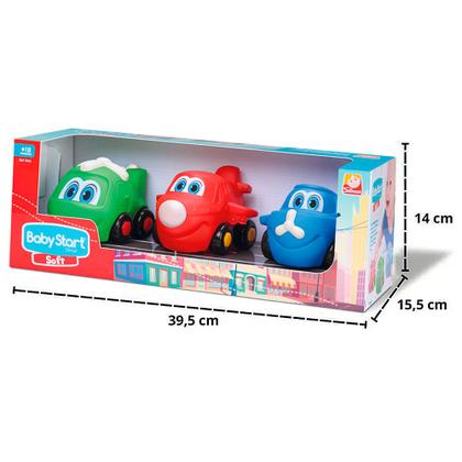 Imagem de 3 Brinquedo Infantil Avião Helicóptero Vinil Macio Bebê