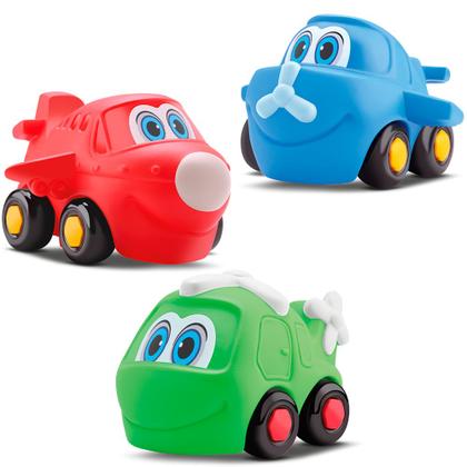 Imagem de 3 Brinquedo Infantil Avião Helicóptero Vinil Macio Bebê