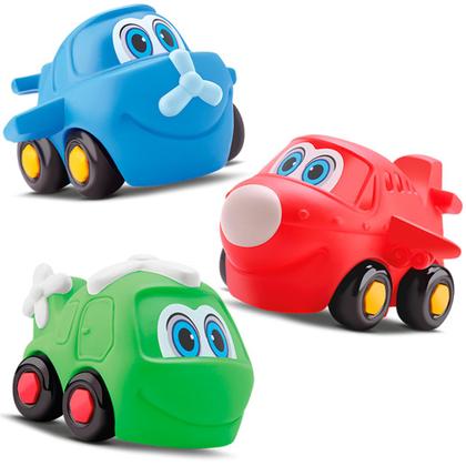 Imagem de 3 Brinquedo Infantil Avião Helicóptero Vinil Macio Bebê