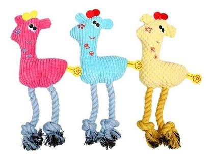 Imagem de 3 Brinquedos Sortidos Para Cães Pelúcia Canelada Resistente Com Apito para Pets Cachorros Pequenos