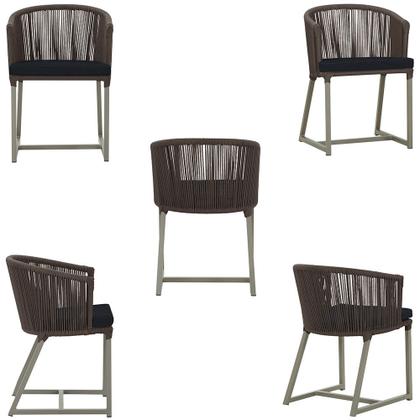 Imagem de 3 Cadeiras de Jantar Área Noronha em Alumínio com Pintura Fendi Corda Náutica E12 Trama Original