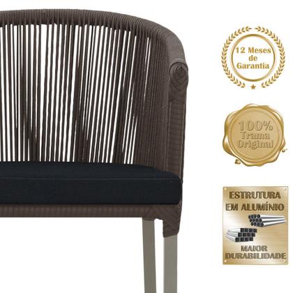 Imagem de 3 Cadeiras de Jantar Área Noronha em Alumínio com Pintura Fendi Corda Náutica E12 Trama Original