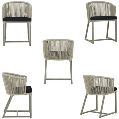 Imagem de 3 Cadeiras de Jantar Área Noronha em Alumínio com Pintura Fendi Corda Náutica E12 Trama Original