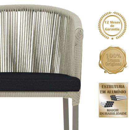 Imagem de 3 Cadeiras de Jantar Área Noronha em Alumínio com Pintura Fendi Corda Náutica E12 Trama Original