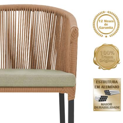 Imagem de 3 Cadeiras de Jantar Área Noronha em Alumínio com Pintura Preta Corda Náutica E7 Trama Original