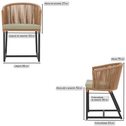 Imagem de 3 Cadeiras de Jantar Área Noronha em Alumínio com Pintura Preta Corda Náutica E7 Trama Original