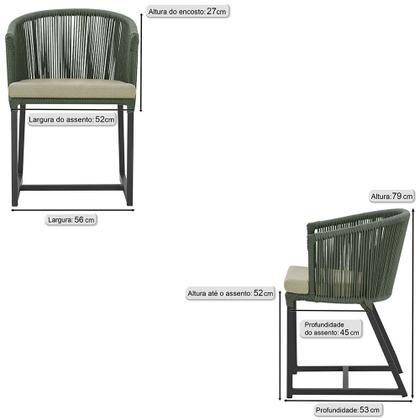 Imagem de 3 Cadeiras de Jantar Área Noronha em Alumínio com Pintura Preta Corda Náutica E7 Trama Original