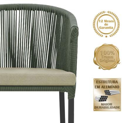 Imagem de 3 Cadeiras de Jantar Área Noronha em Alumínio com Pintura Preta Corda Náutica E7 Trama Original