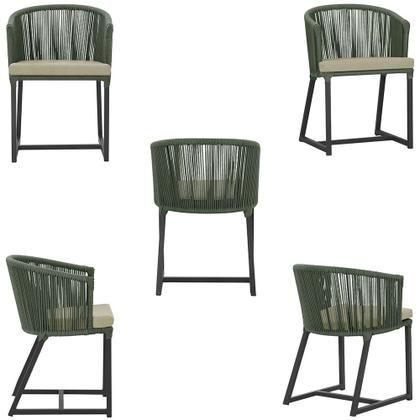 Imagem de 3 Cadeiras de Jantar Área Noronha em Alumínio com Pintura Preta Corda Náutica E7 Trama Original