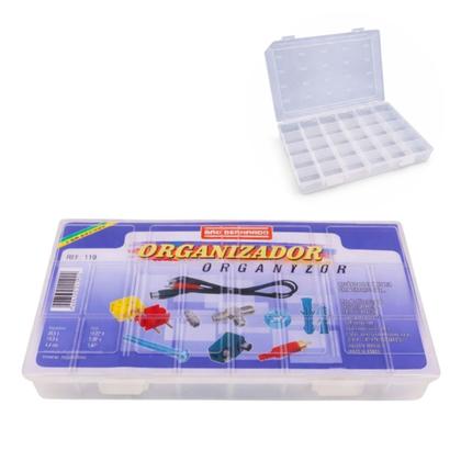 Imagem de 3 Caixa Organizador Divisórias Resistente Transparente Multiuso