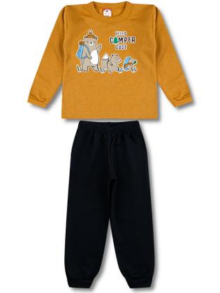 Imagem de 3 Conjuntos Moletom Infantil Masculino Roupa de Inverno Menino 6 Peças - 3 Blusas e 3 Calças