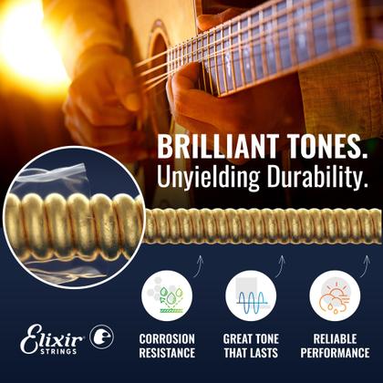 Imagem de 3 Cordas de Guitarra Acústica Elixir 80/20 Bronze Nanoweb