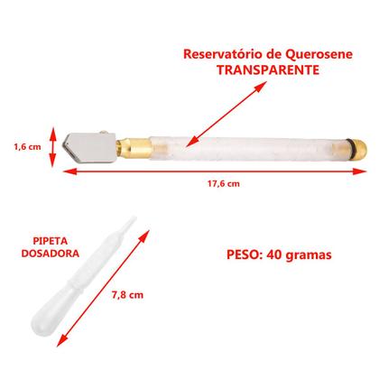 Imagem de 3 Cortador Vidro Espelho Caneta Transparente Riscador Diaman