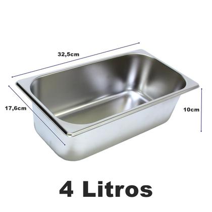 Imagem de 3 Cubas Gastronomica Inox 1/3 32,5x17,5x10cm Buffet Restaurante Comida Ke Home 3245-10