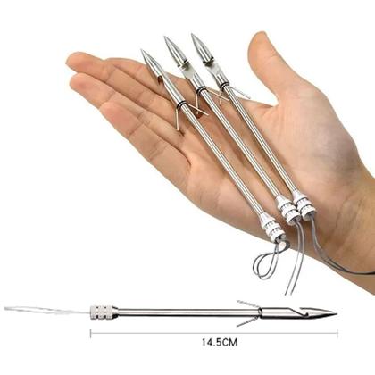 Imagem de 3 Dardos Flecha  Atiradeira Estilingue Setas Inox Pesca