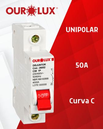 Imagem de 3 Disjuntor Monopolar 50 Amperes Curva C Ourolux