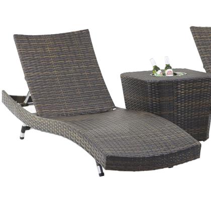 Imagem de 3 Espreguiçadeiras Bona e Mesa com Chaise em Alumínio para Área, Jardim, Piscina