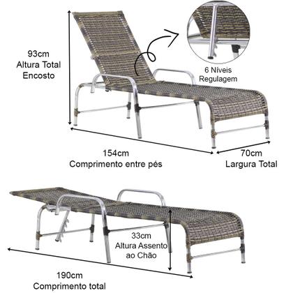 Imagem de 3 Espreguiçadeiras Catar Mesa Alumínio Piscina, Jardim, Área Trama Original