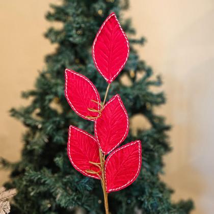 Imagem de 3 Galho Pick Folhas Vermelhas Veludo Árvore de Natal 80Cm