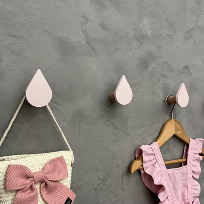 Imagem de 3 Ganchos de parede infantil decoração boho gota rosa 3GoMk6