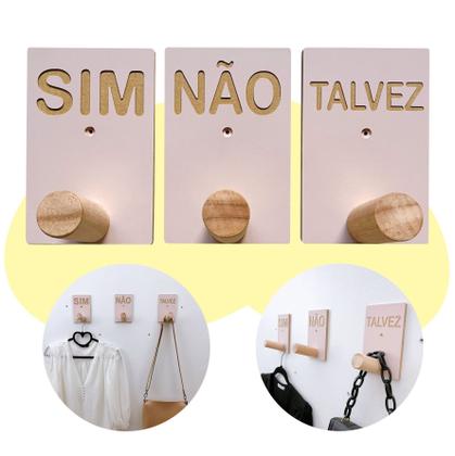 Imagem de 3 Ganchos Pendurador Provador loja roupas boho rosa premium