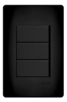 Imagem de 3 Interruptores Simples Preto 16A/250v Com Placa Suporte - FAME