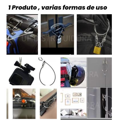 Imagem de 3 Lacres de Segurança Vermelho em Aço Bolsa Bike Capacete Reutilizavel - 35cm Vermelho