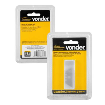 Imagem de 3 Lâminas trapezoidal p/ plaina de bordas p/ drywall VONDER